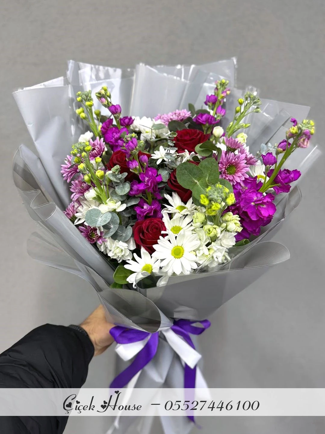 Gül,Papatya,Şebboy Buketi