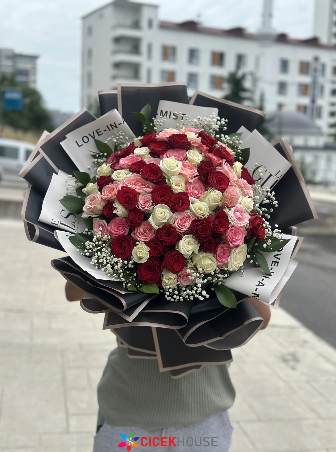 Premium Renkli Gül Buketi
