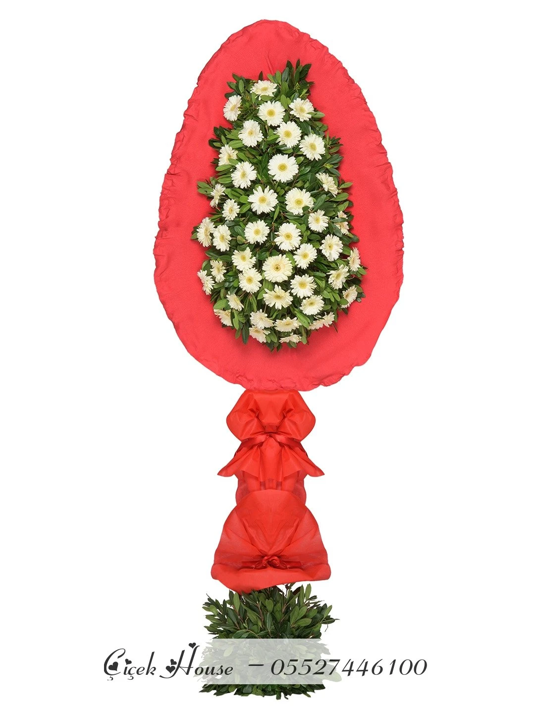 Tek Katlı Beyaz Gerbera Çelenk