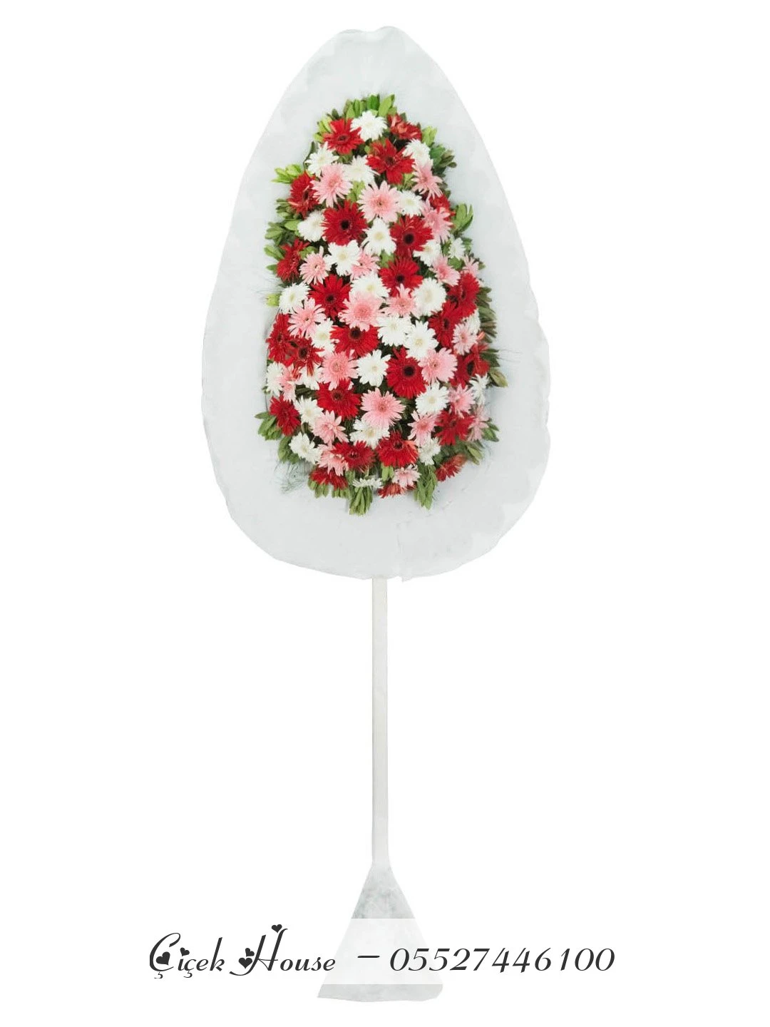 Tek Katlı Karışık Gerbera Çelenk