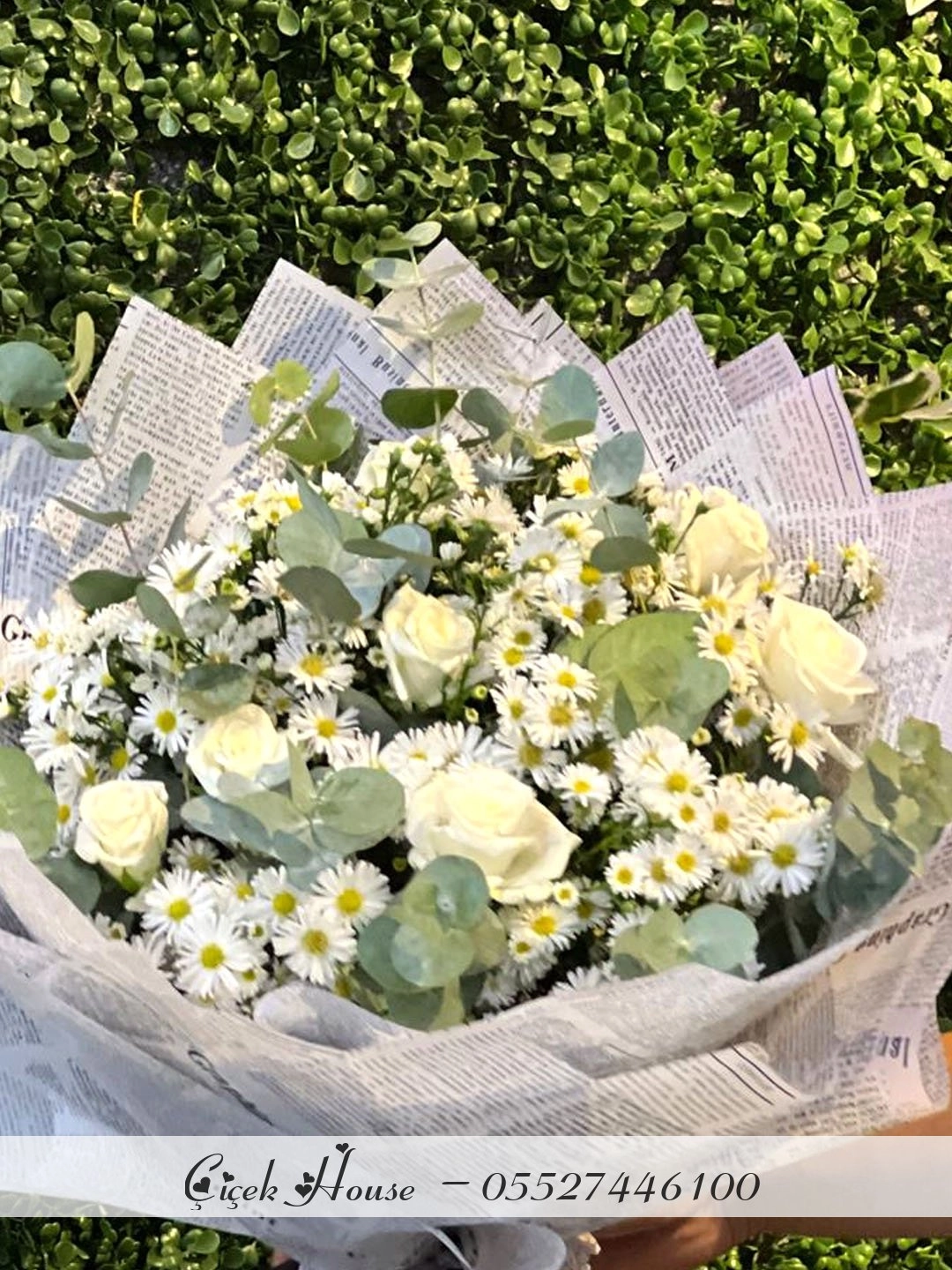 Beyaz Güllü Kır Papatyası Buketi