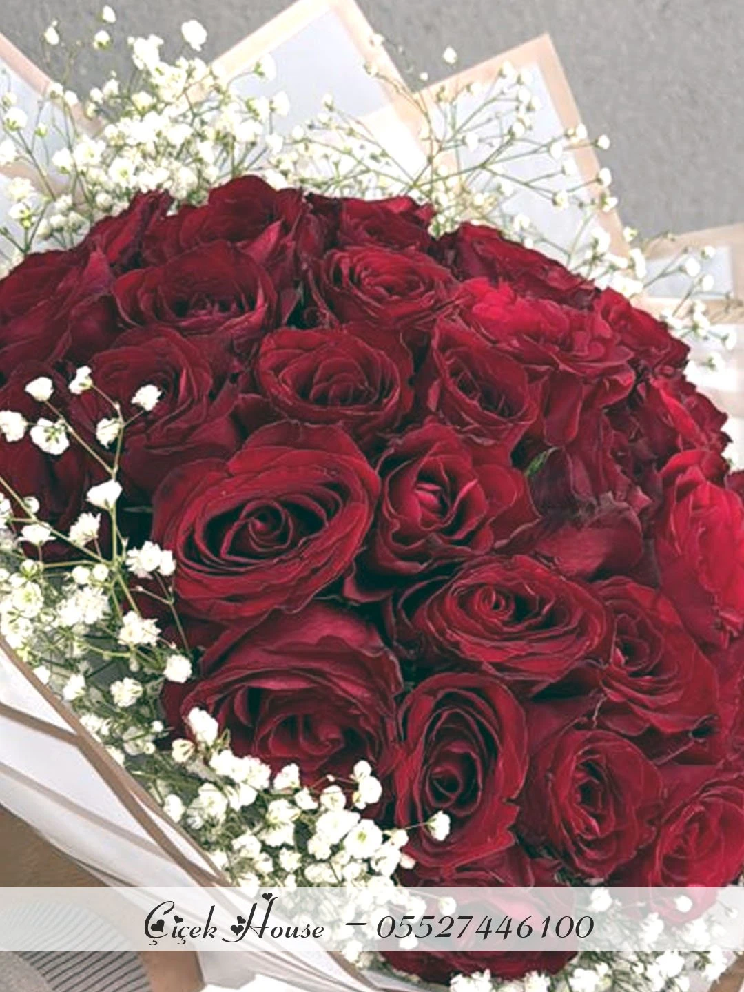 Beyaz Kağıtta 41 Li Kırmızı Gül Buketi