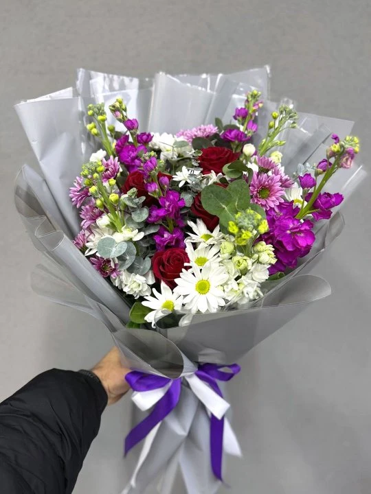 Gül,Papatya,Şebboy Buketi