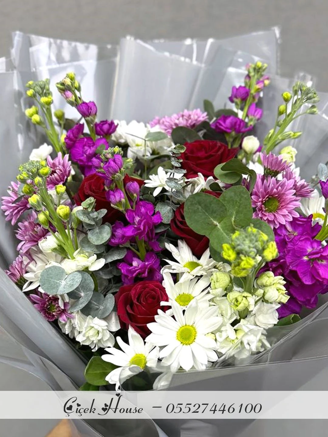 Gül,Papatya,Şebboy Buketi