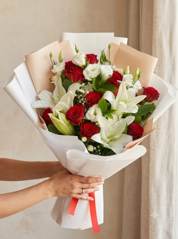 Gül Ve Lilyum Buketi