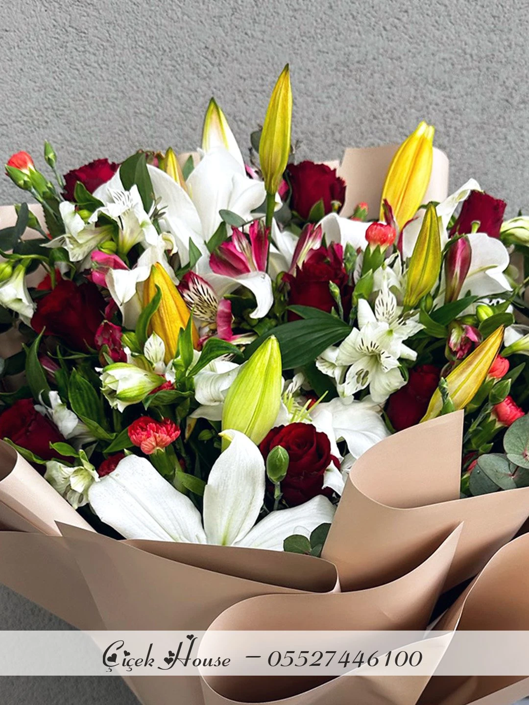 Lilyum Ve Güllü Karışık Buket Vip