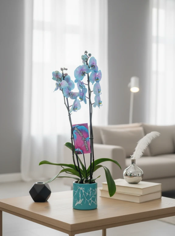 Mavi Seramikte Bubble Mavi Orkide