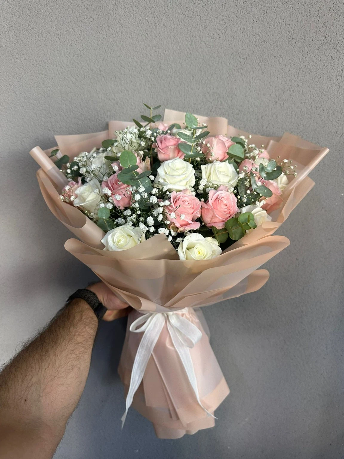 Pembe Ve Beyaz Gül Buketi Vip