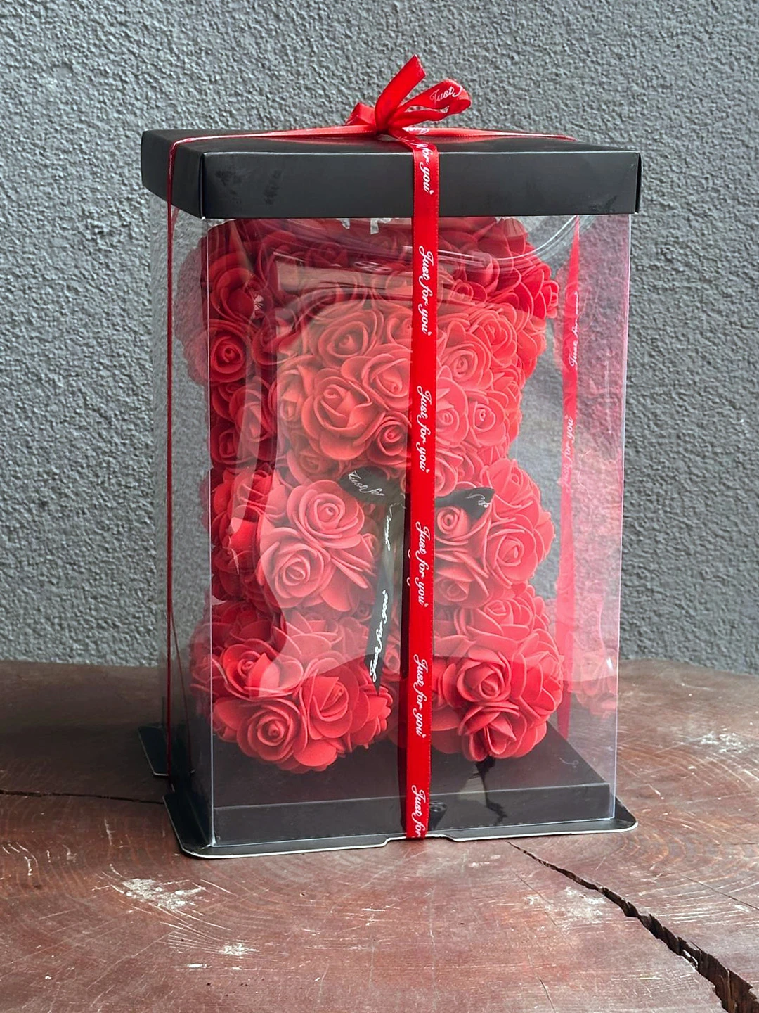 Teddy Bear Ayıcık Yapay Gül Kırmızı1