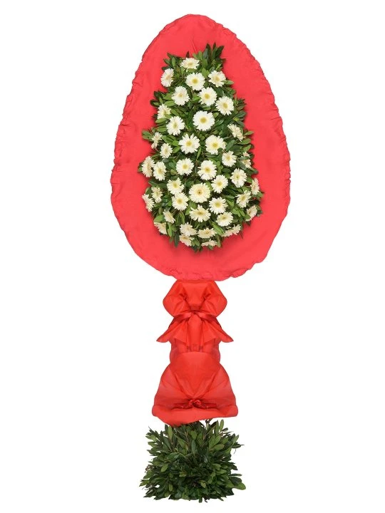 Tek Katlı Beyaz Gerbera Çelenk