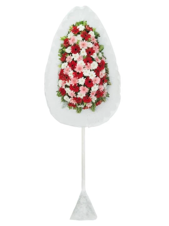 Tek Katlı Karışık Gerbera Çelenk